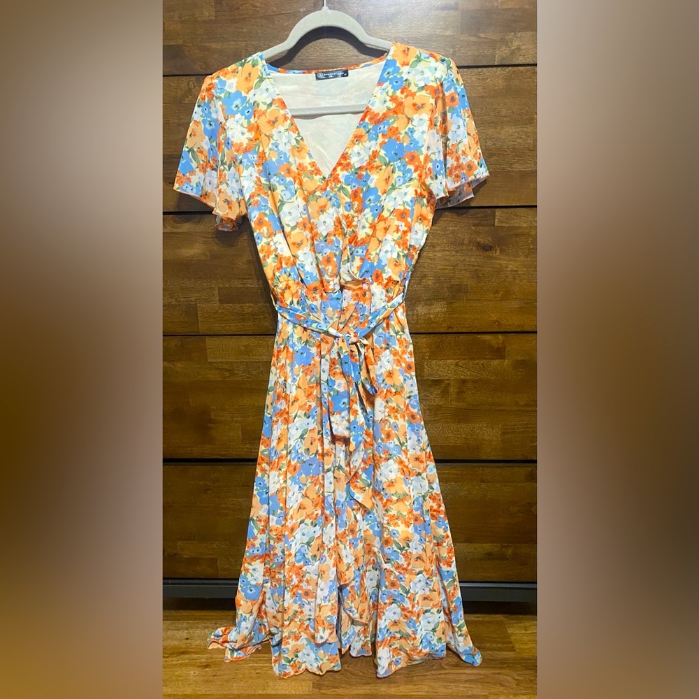 Floral Wrap Midi Dress